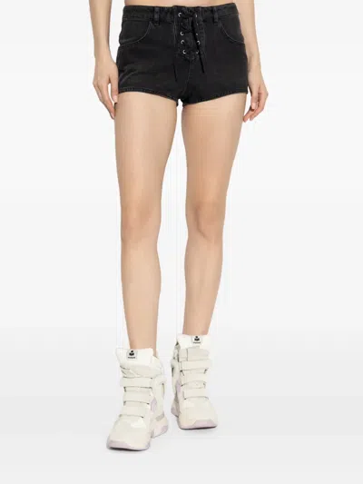 Isabel Marant Raw Hem Belt Loop Shorts In Black
