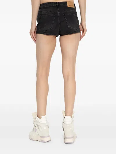 Isabel Marant Raw Hem Belt Loop Shorts In Black