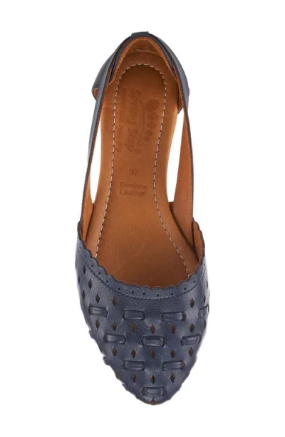 Spring Step Delrose Flat In Navy Leather