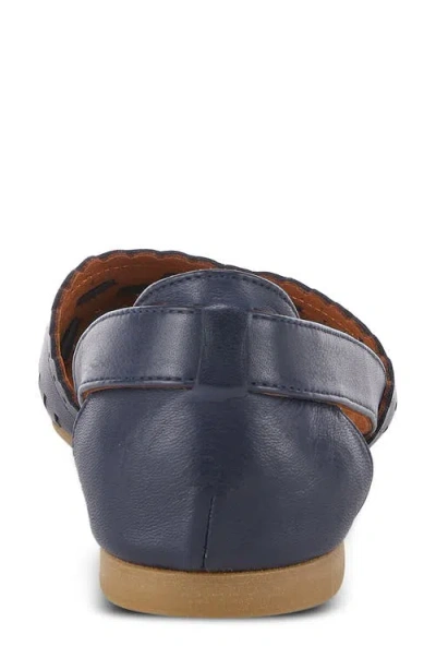 Spring Step Delrose Flat In Navy Leather