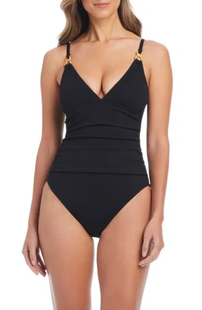 Bleu Rod Beattie Bleu By Rod Beattie Ruched One-piece Swimsuit In Black