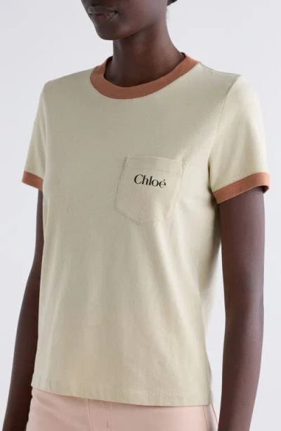 Chloé Rubber Print Logo Cotton T-shirt In Neutrals