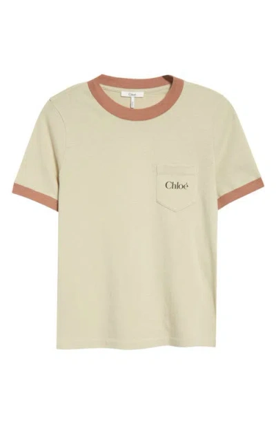 Chloé Rubber Print Logo Cotton T-shirt In Neutrals