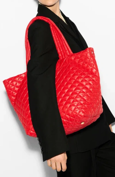 Mz Wallace Metro Deluxe Medium Quilted Tote Bag In Bright Cherry
