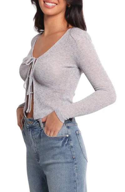 Petal And Pup Petal & Pup Tamsie Open Stitch Tie Front Cardigan In Gray