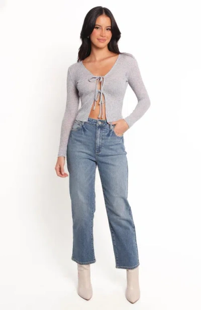 Petal And Pup Petal & Pup Tamsie Open Stitch Tie Front Cardigan In Gray