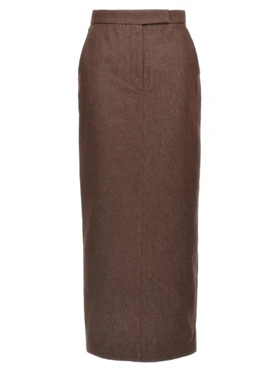 Max Mara Cotton With Denim Effect Long Skirt In Brown
