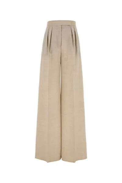 Max Mara Wide-leg Pant In Cotton Blend With Lurex In Beige