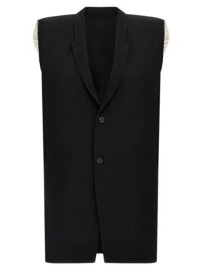Rick Owens Tailored Sl Sleeveless Jacket With Back Belt In Black