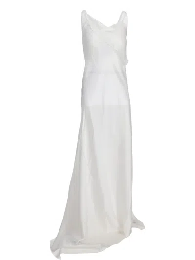 Ann Demeulemeester Aaricia Slip Satin Maxi Dress In White