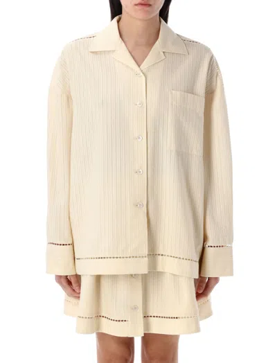 Golden Goose Texture Stripe Oversize Button-up Shirt In Natural
