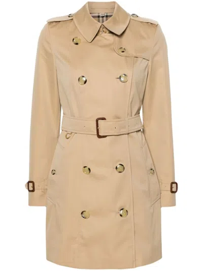 Burberry Kensington Long Organic Cotton-gabardine Trench Coat In Beige