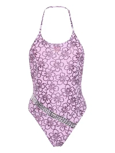 Cormio Fabiana Floral Print One-piece Swimsuit In Purple