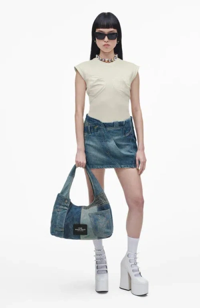 Marc Jacobs Womens Indigo Multi The Deconstructed Denim Sack Shoulder Bag In Indigo Multi