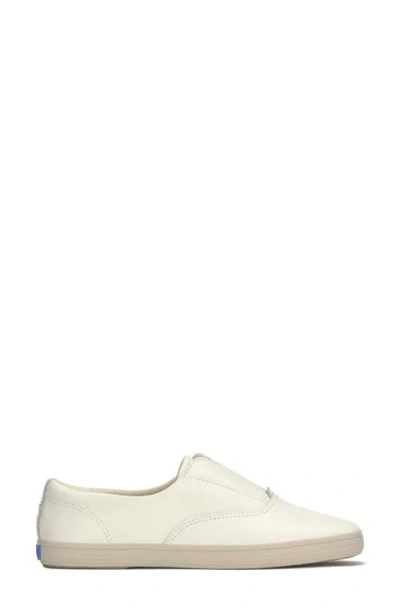 Keds Women's Champion Square Toe Tone Off Foxing Slip On Leather Sneakers In Snow White