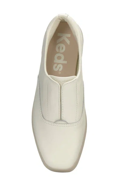 Keds Women's Champion Square Toe Tone Off Foxing Slip On Leather Sneakers In Snow White