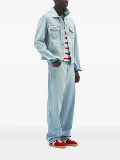 Msgm Man Denim Outerwear Blue Size 42 Cotton In Blue