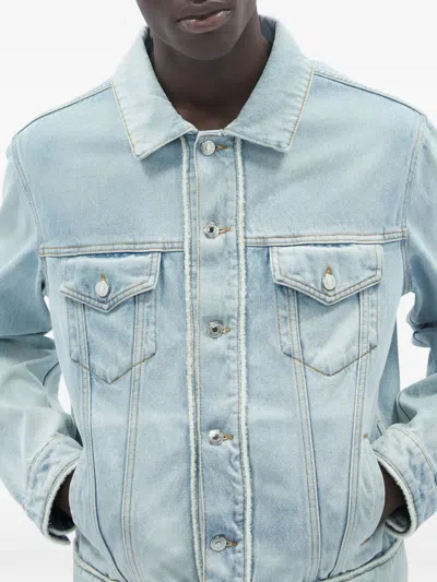 Msgm Man Denim Outerwear Blue Size 42 Cotton In Blue