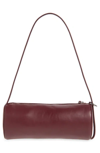 Reformation Simona Suede Cylinder Shoulder Bag In Ruby Leather