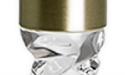 Orrefors Carat Set Of 2 Small Crystal & Brass Candlesticks In Brass