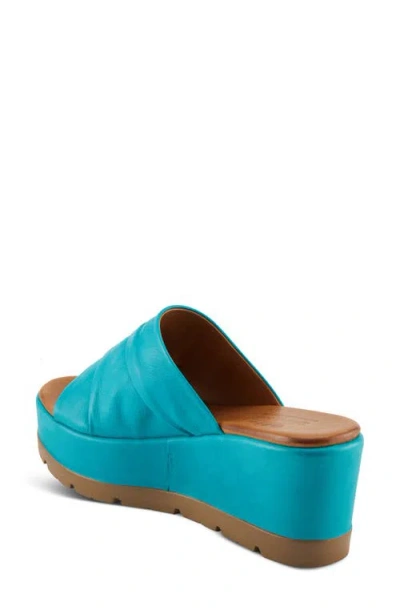 Spring Step Allerton Platform Wedge Slide Sandal In Turquoise