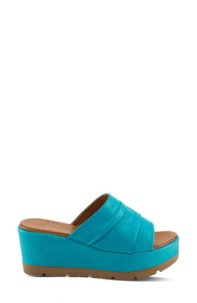 Spring Step Allerton Platform Wedge Slide Sandal In Turquoise