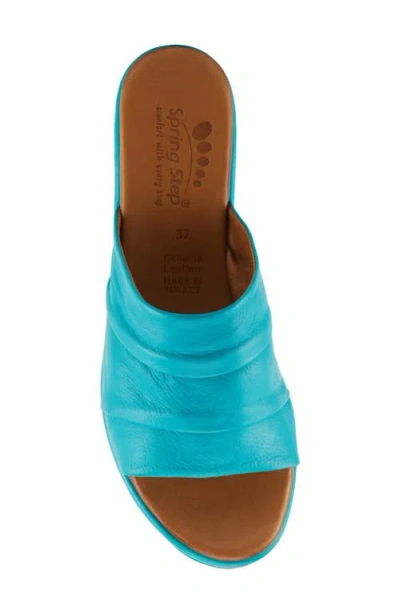 Spring Step Allerton Platform Wedge Slide Sandal In Turquoise