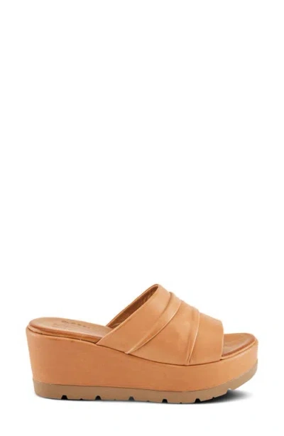 Spring Step Allerton Platform Wedge Slide Sandal In Camel