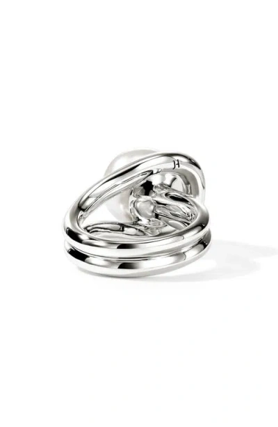 John Hardy Surf Silver Ring With Freshwater Pearl In Sterling Silver