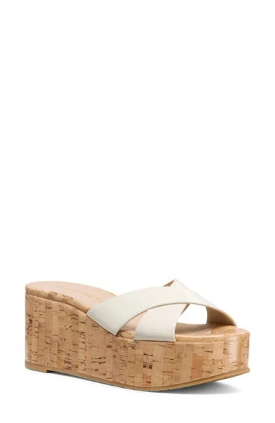 Stuart Weitzman Dayna Crisscross Wedge Platform Sandals In Cream.