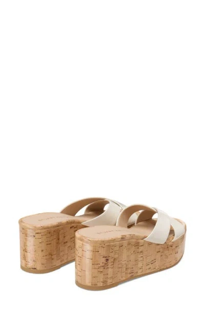 Stuart Weitzman Dayna Crisscross Wedge Platform Sandals In Cream.