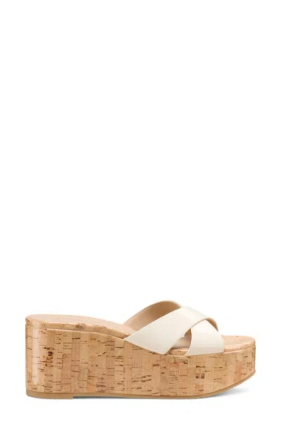 Stuart Weitzman Dayna Crisscross Wedge Platform Sandals In Cream.