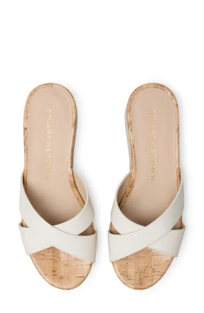 Stuart Weitzman Dayna Crisscross Wedge Platform Sandals In Cream.