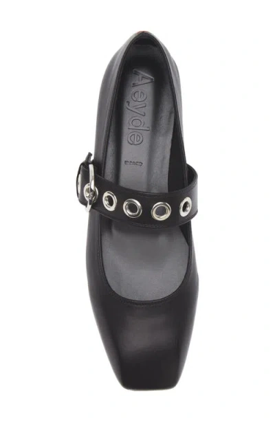 Aeyde Aeydē Nappa Leather Flats With Circular Hardware Detail In Black