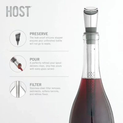 Host Filter  Wine Pour Spout In Silver