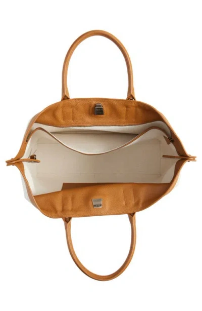 Akris Medium Ai Canvas Convertible Tote In Stucco/cuoio