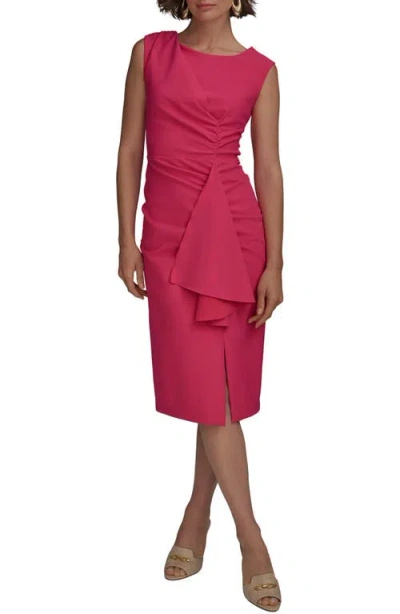 Donna Karan New York Side Ruched Sleeveless Minidress In Audacious