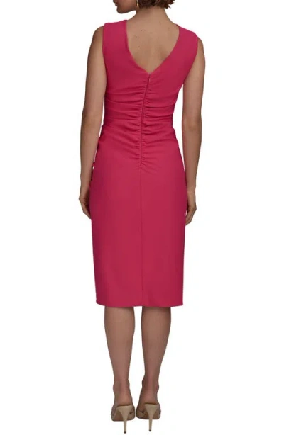 Donna Karan New York Side Ruched Sleeveless Minidress In Audacious