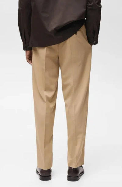 Mango Slim Fit Pants In Medium Brown