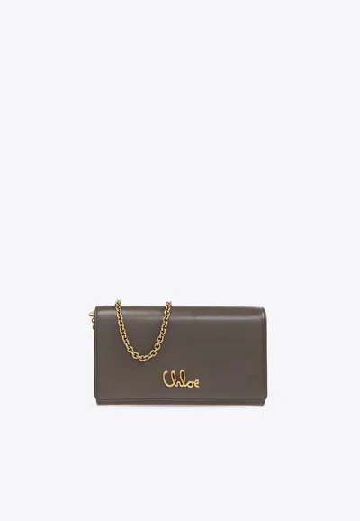 Chloé Iconic Flap Chain Wallet In Gray
