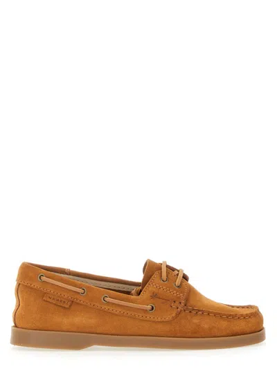 Manebi Leather Boat Moccasin In Brown