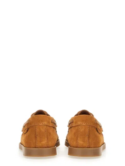 Manebi Leather Boat Moccasin In Brown