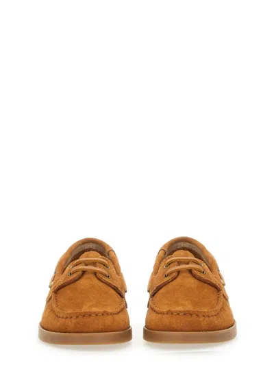 Manebi Leather Boat Moccasin In Brown