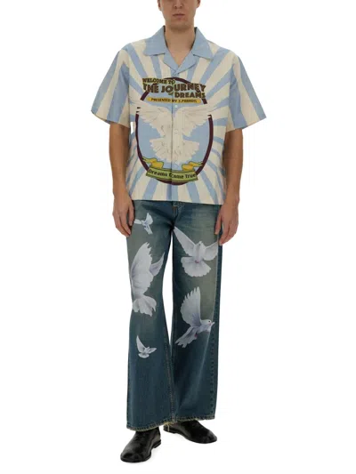 3paradis Freedom Doves Straight-leg Jeans In Blue