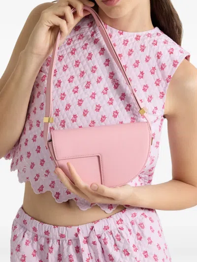 Patou Curved Shape Leather Bag With Adjustable Strap In Pink