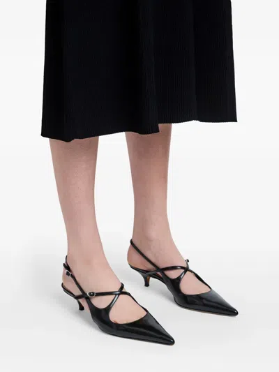 Proenza Schouler Slash Crossover Slingback Leather Pumps In Black