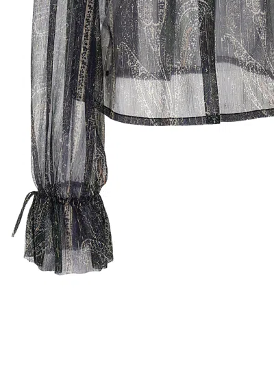 Saint Laurent Lurex Silk Creponne Top In Blue