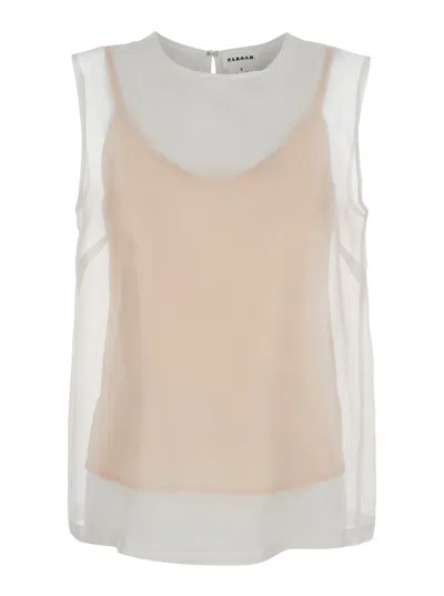 P.a.r.o.s.h White Blouse With Semi-transparent Design And Round Neckline In Cream