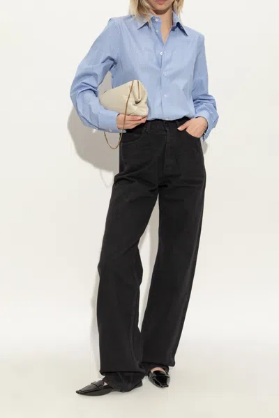 Saint Laurent Carolyn Vamp Slippers In Black