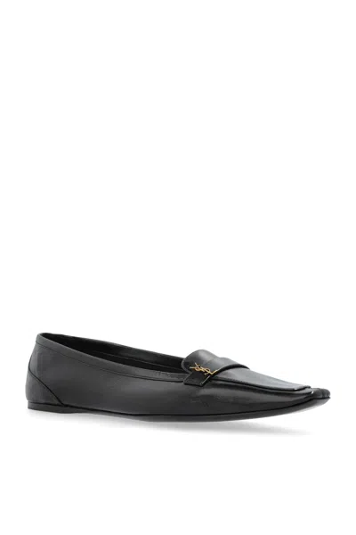Saint Laurent Carolyn Vamp Slippers In Black